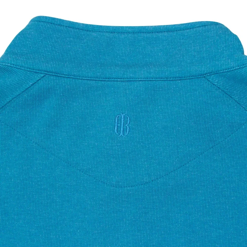 Holderness & Bourne Mens L Teal 1/4 Zip Pullover Tailored Fit Cotton Stretch‎